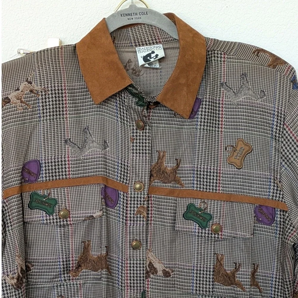 VTG Traditional Trading Co Novelty Dog Plaid Skirt Set 12 USA 90s Houndstooth